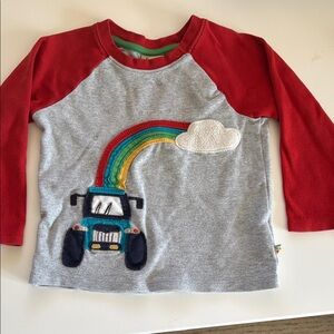Red and Gray Kids Long Sleeve Tee with Rainbow Truck Design